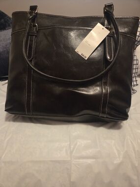 Classic Dark Brown Tote Bag with Top Handles